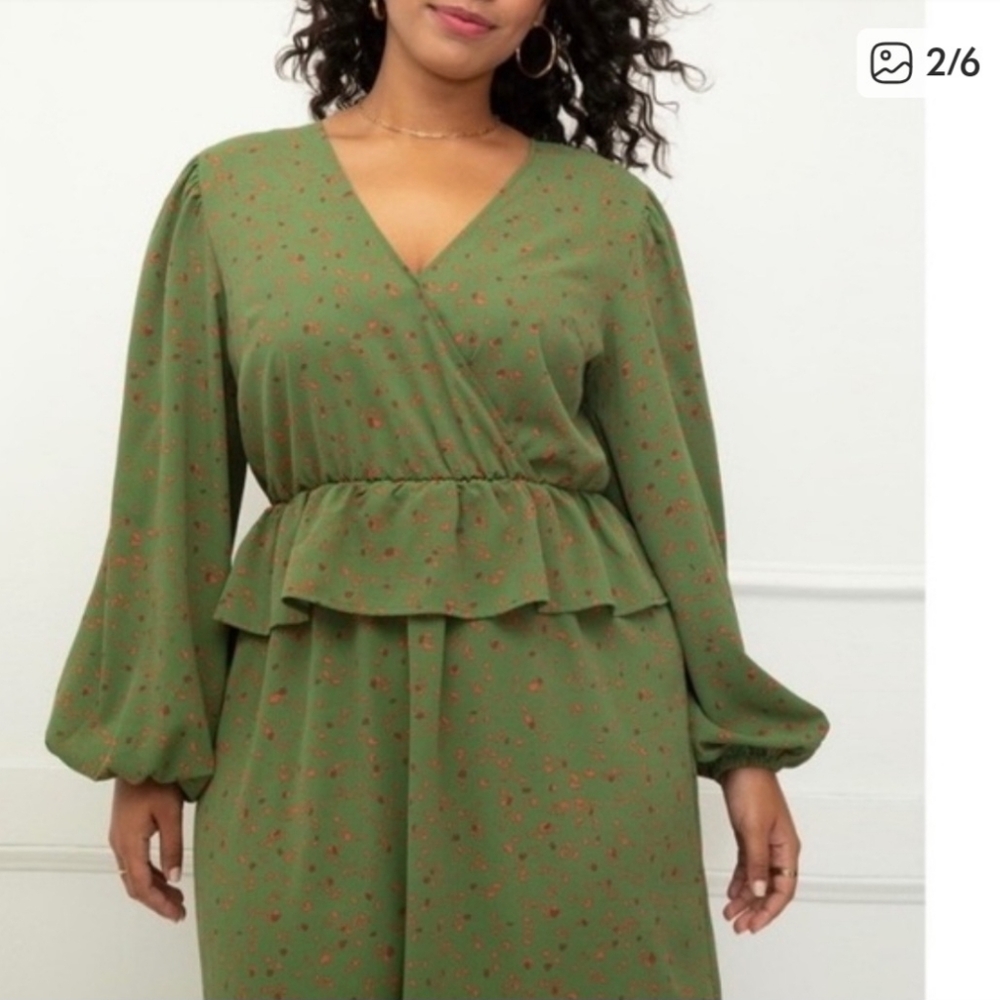 Eloquii Elements Green And Orange Patterned Dress - image 1